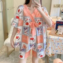 Juwas NEW ARRIVAL Puppy Apple Print Summer Cotton Pajamas Set