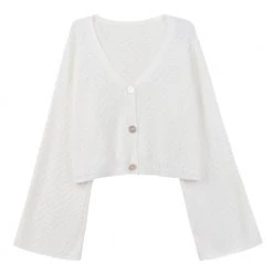 Juwas Classy Basic White Button Long Sleeve Blouse NEW ARRIVAL