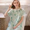Juwas NEW ARRIVAL Green Avocado Cotton Sheer Nightgown