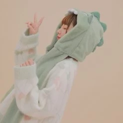 -Juwas Cute Character Winter Scarf With Pocket And Hood