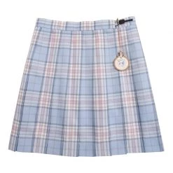 Juwas JK Uniform Pastel Blue Plaid Mini Skirt