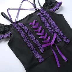 Juwas Gothic Cross Bandage Black Dress CLOTHING