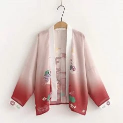 Juwas NEW ARRIVAL Japanese Spring Flower Embroidered Kimono And Skirt Set
