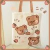 Juwas NEW ARRIVAL Brown Bear And Strawberry Tote Hand Bag