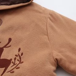 Juwas CLOTHING Deer Embroidery Pockets Hooded Jacket
