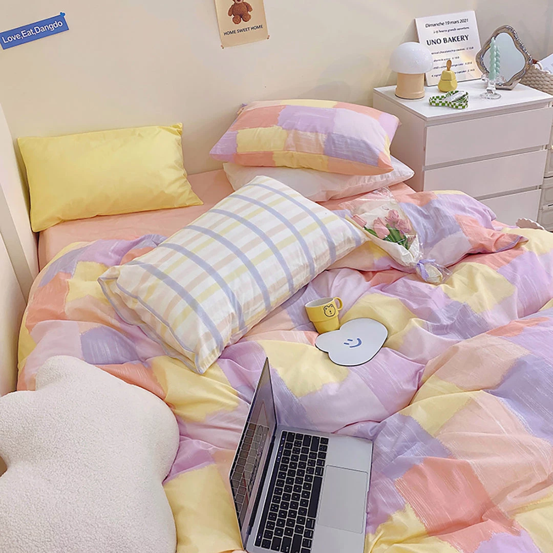 Juwas NEW ARRIVAL Macron Color Checkered Beddings Set 4 Juwas NEW ARRIVAL Macron Color Checkered Beddings Set