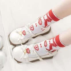 Juwas CLOTHING Sweet Strawberry Slice Print Ankle High Socks