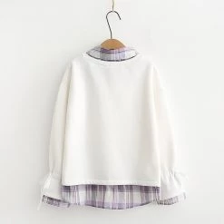 Juwas Letters Print Fake Two Piece Hoodie