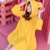 Juwas Bear Ears Yellow Short Dress Sweater Hoodie CLOTHING