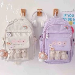 Juwas NEW ARRIVAL Bears Print Pocket School Backpack