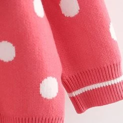 Juwas Puppy Embroidery Polka Dots Sweater