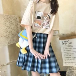 Juwas Japanese Cartoon Print Oversized T-Shirt CLOTHING