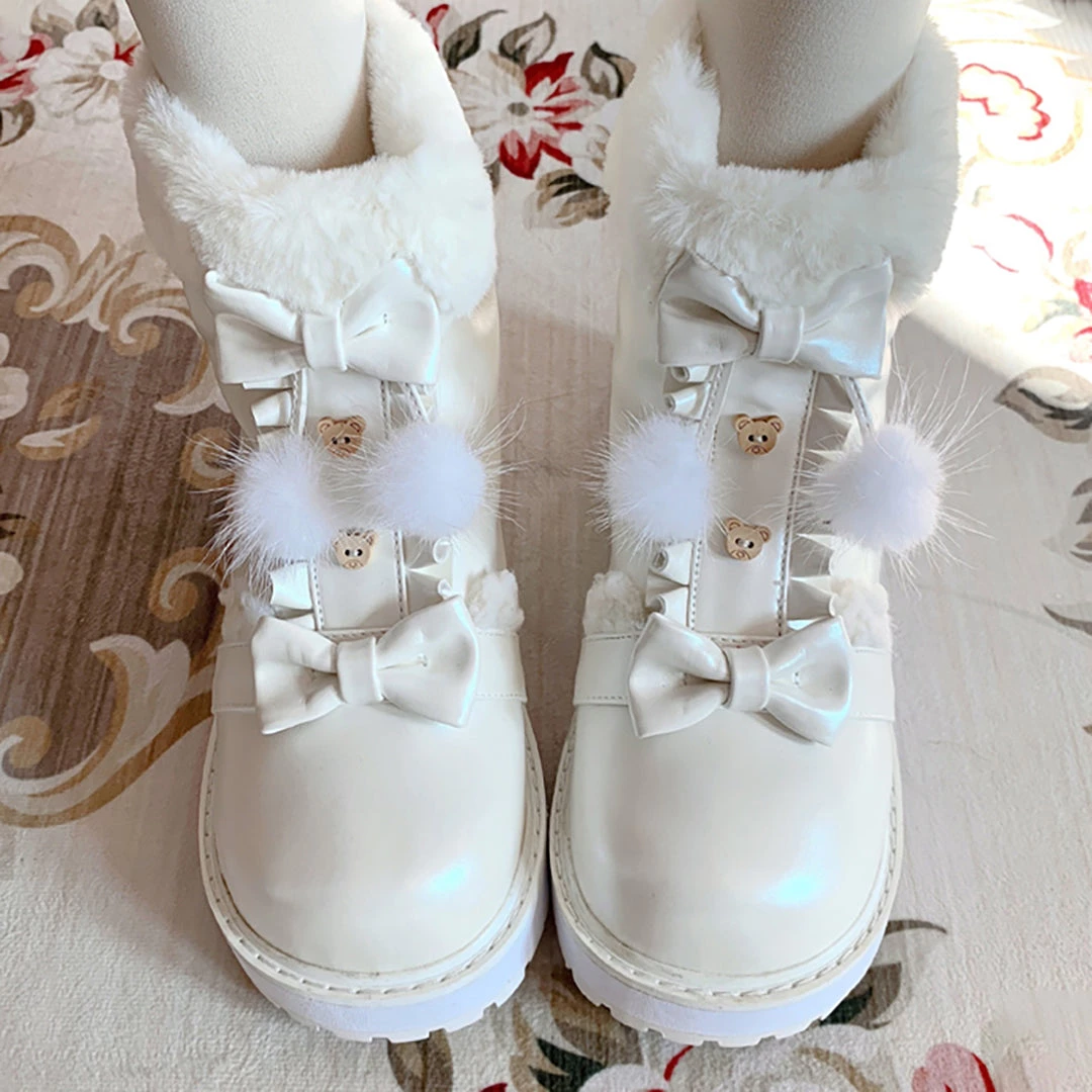Juwas Shoes Fuzzy Ball Lolita Snow Boots 4 Juwas Shoes Fuzzy Ball Lolita Snow Boots
