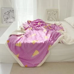 Juwas Party Hat Print Velvet Fleece Blanket HOME&LIFESTYLE