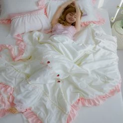 Juwas Cozy Pastels Ruffled Strawberry Comforter NEW ARRIVAL