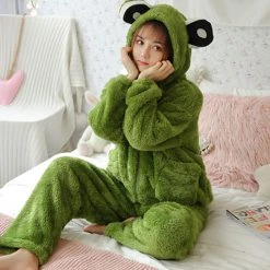 Juwas CLOTHING Adorkable Green Frog Plush Onesie Pajama