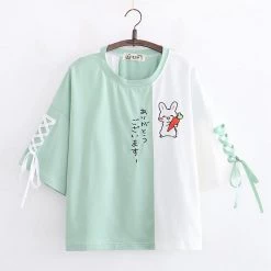 Juwas NEW ARRIVAL Kawaii Bunny Cross Lace Shirt