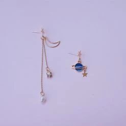 Juwas Chic Moon And Stars Ear Danglers