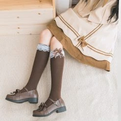 -Juwas NEW ARRIVAL Lolita JK Bow Lace Socks