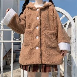 Juwas CLOTHING Cute Bear Ears Warm Cotton Coat