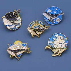 Juwas Cool Big Blue Whale Mini Brooch Pin
