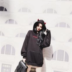 -Juwas Little Devil Wings Oversized Hoodie NEW ARRIVAL