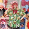 Juwas Harajuku Cartoon Frog Print Loose Shirt NEW ARRIVAL