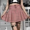 Juwas Pink School Girl Double Belt Plaid Skirt NEW ARRIVAL