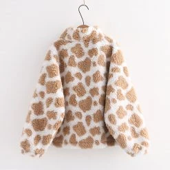 Juwas Cow Pattern Zipper Coat CLOTHING