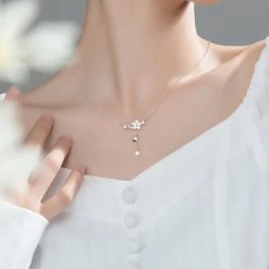 Juwas NEW ARRIVAL Sweet Sakura Silver Necklace