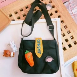 Juwas.com Online Store NEW ARRIVAL Japanese Kawaii Embroidery Canvas Crossbody Bag