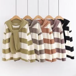 Juwas Sailor Collar Stripe Hoodie NEW ARRIVAL