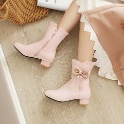 Juwas Mini Cherry Bow High Ankle Boots NEW ARRIVAL