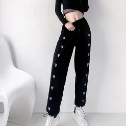 Juwas Chic Side Mini Hearts Jogger Sweatpants NEW ARRIVAL