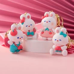 Juwas Cute Peach Rabbit Keychain