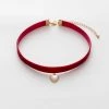 Juwas Pearl Heart Velvet Choker Necklace NEW ARRIVAL