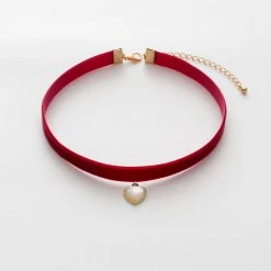 Juwas Pearl Heart Velvet Choker Necklace NEW ARRIVAL