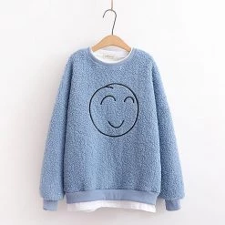 Juwas Smile Face Loose Sweatshirt CLOTHING