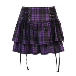 Juwas NEW ARRIVAL Punk Purple Lace High Waist Mini Skirt