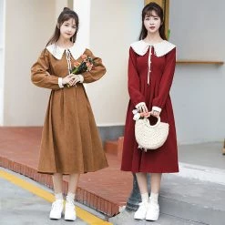 Juwas Vintage Doll Collar Long Dress NEW ARRIVAL