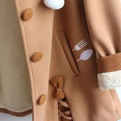 Juwas CLOTHING Chic Hungry Rabbit Brown Hooded Coat