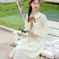 Juwas Doll Collar Long Sleeve Dress