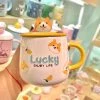 Juwas Cute Corgi Dog Ceramic Mug With Lid NEW ARRIVAL