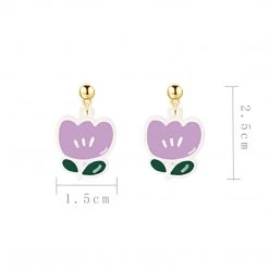 Juwas Purple Tulips Dangle Earrings