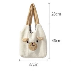 Juwas NEW ARRIVAL Animal Bear Faces Plush Tote Bag