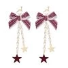 Juwas Ribbon Star Chain Silver Earrings NEW ARRIVAL