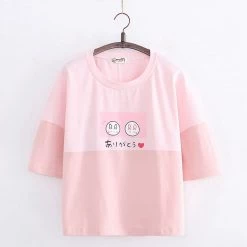 Juwas Bunny Emoji Japanese Print Loose T-Shirt