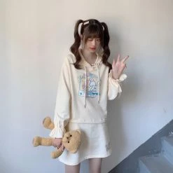 Juwas Pick Me Rabbit Print Sweatshirt Skirt Set CLOTHING 12 Juwas Pick Me Rabbit Print Sweatshirt Skirt Set CLOTHING