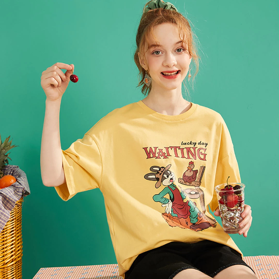 Juwas Funny Cartoon Printed Yellow T-shirt 7 Juwas Funny Cartoon Printed Yellow T-shirt