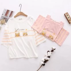 Juwas Cat Print Oversize Loose T-Shirt CLOTHING